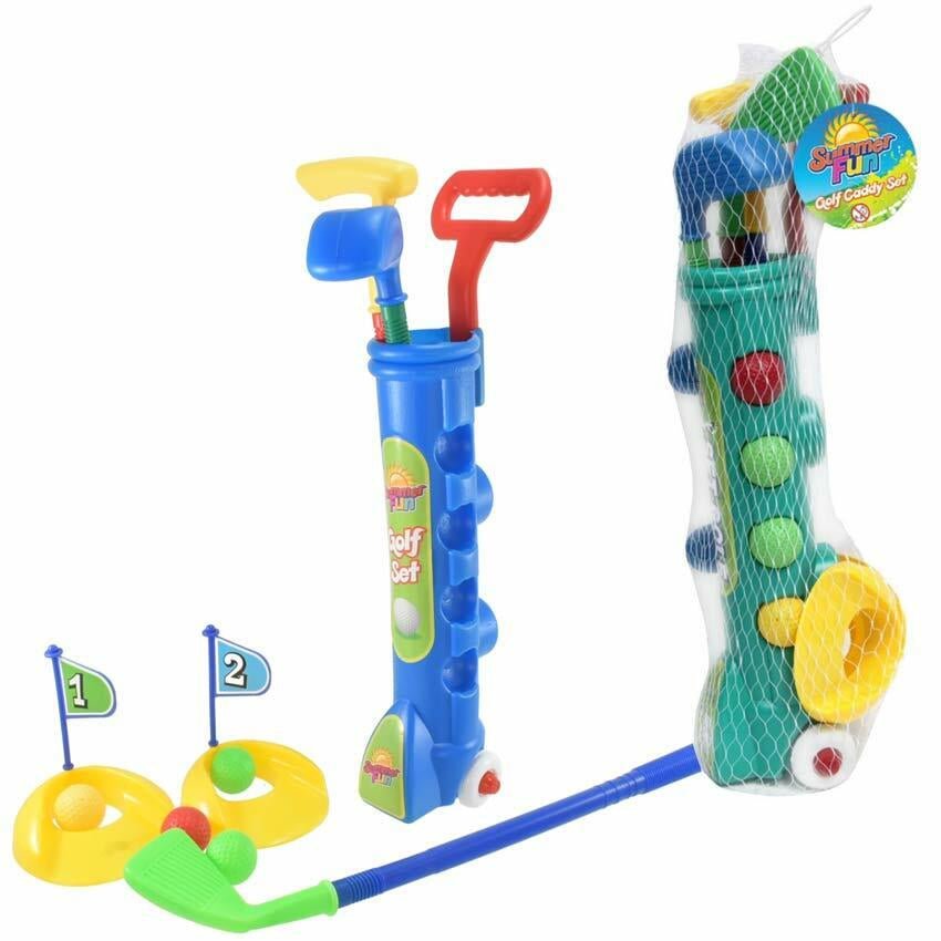 Childs Junior Golf Caddy Set Balls Clubs Trolley Kids Outdoor Garden Game Toy