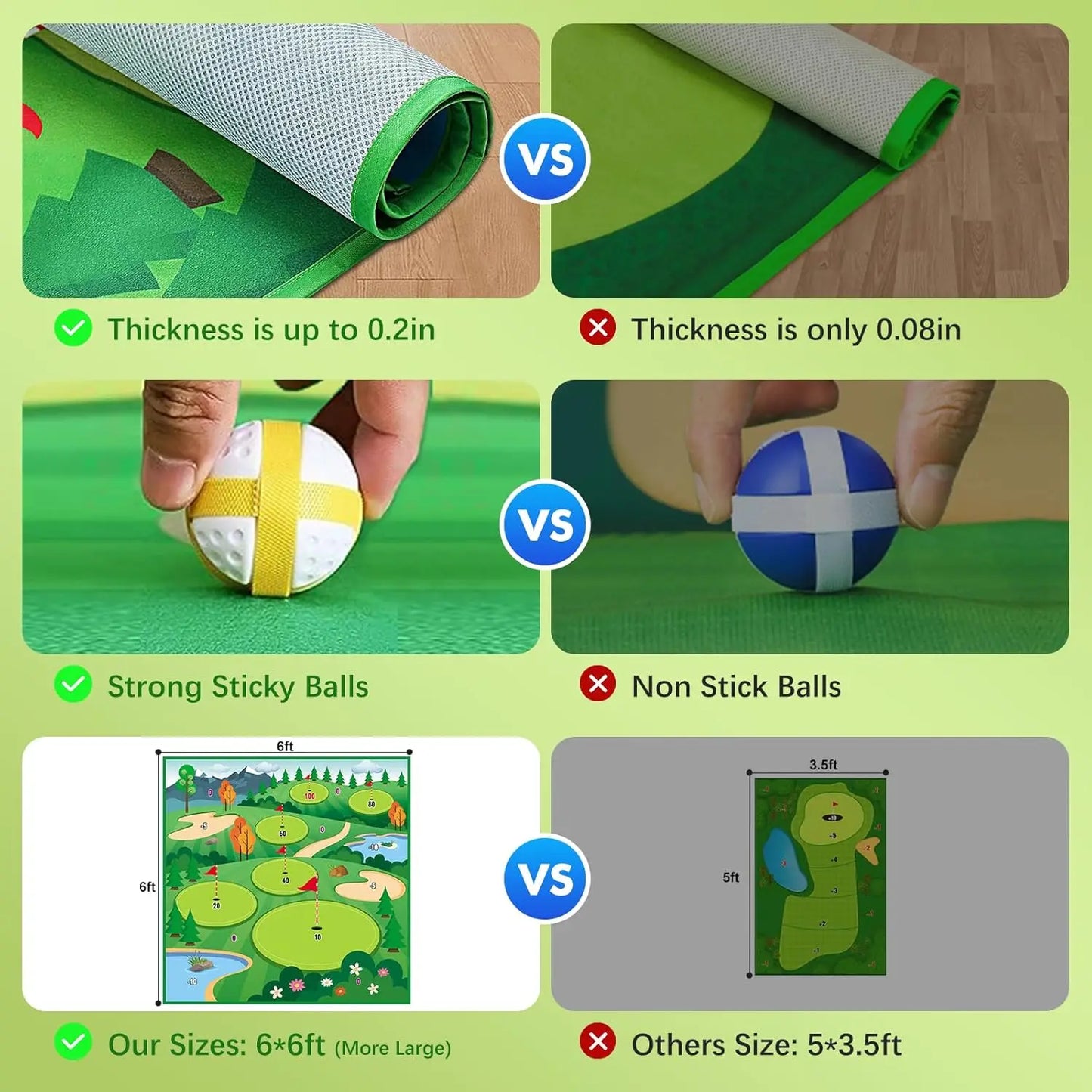 Golf Chipping Game Mat with Clubs Chip Golf Set Indoor Outdoor for Kids/Big kids Golf Mat Game