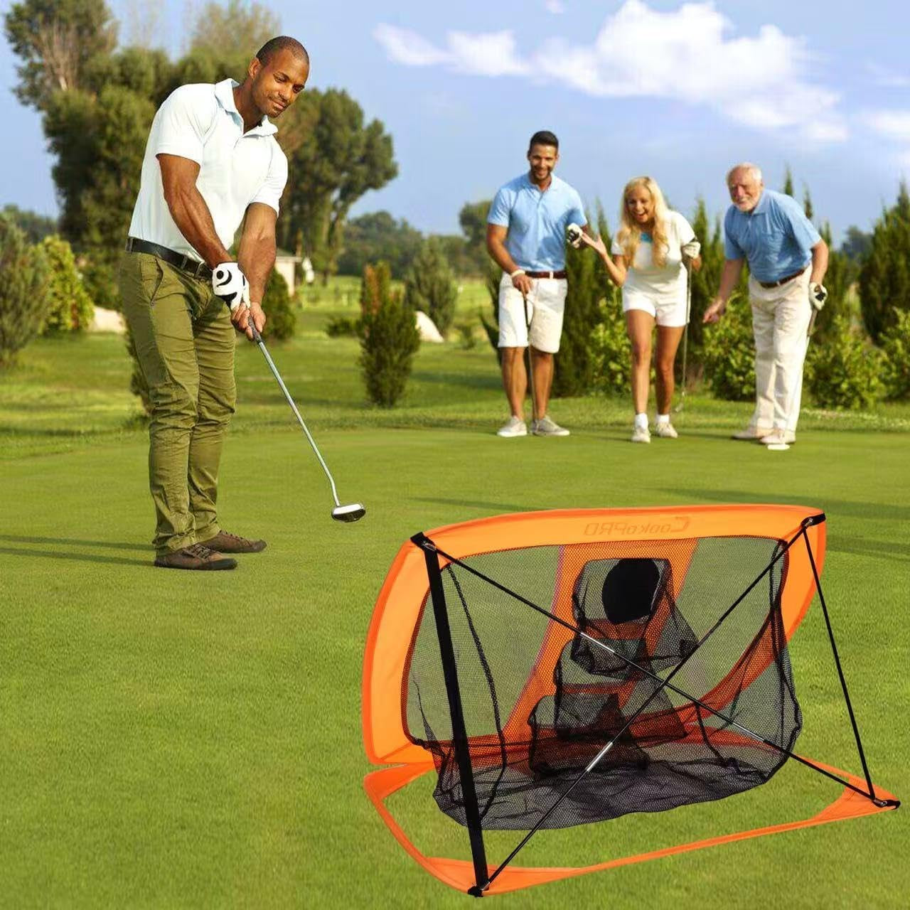 Golf Chipping Net Set,Pop up Net with Durable Rubber Training Mat,10 Golf Tees,6 Practice Balls,6 Foam Balls and Carry Bag for Indoor & Outdoor Game