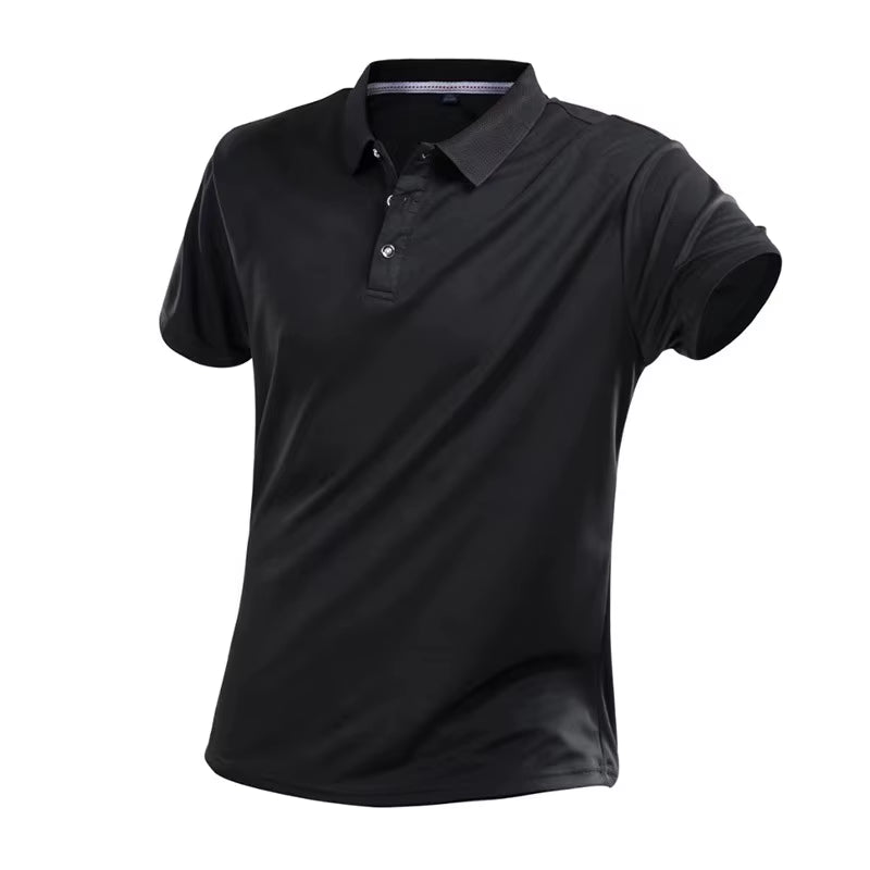 Summer Quick Dry Casual T Shirt Men Breathable Solid Short Sleeve Turn-Down Tops Sportswear Fitness Jerseys Golf T-Shirts 4XL