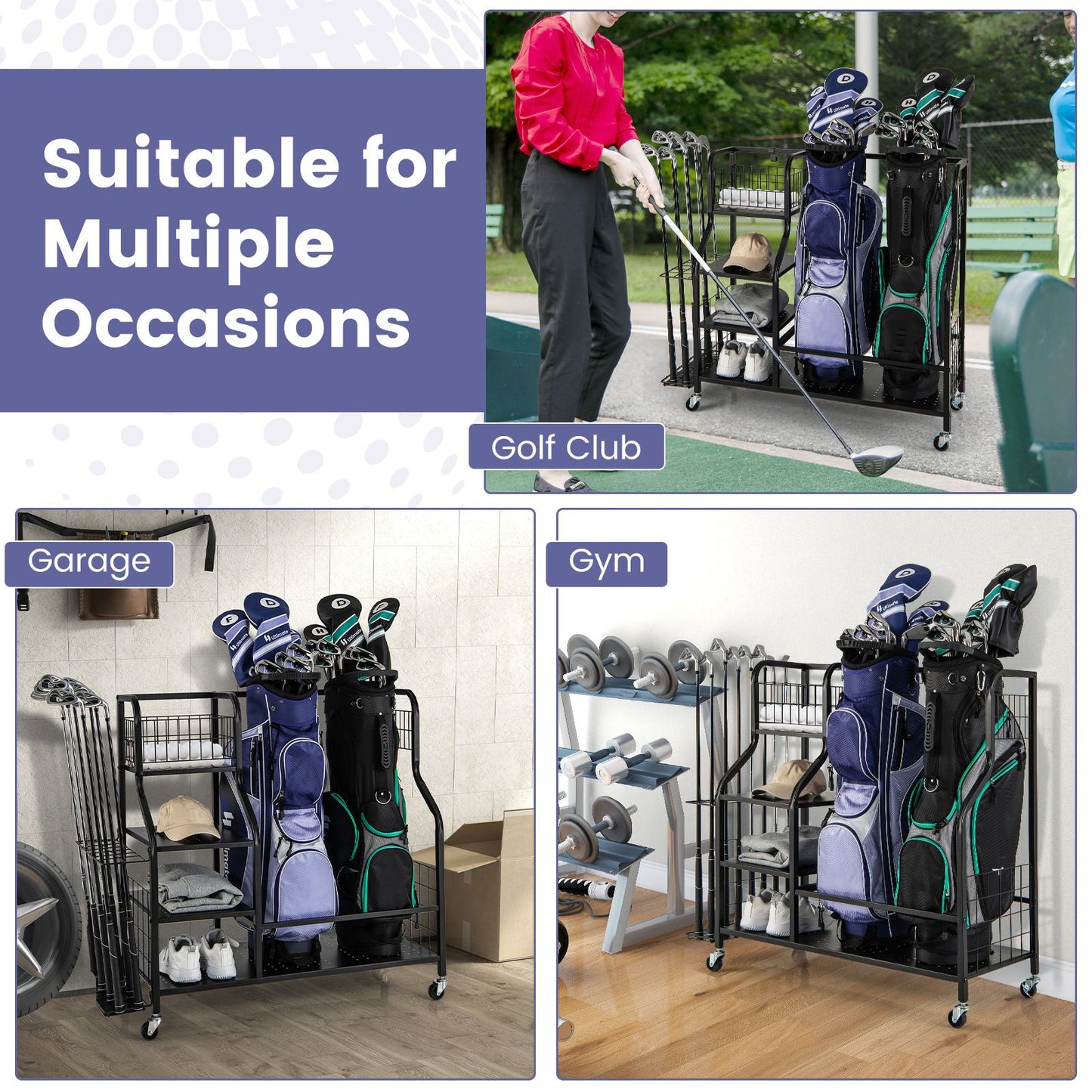 5-In-1 Golf Bag Storage Organizer with Storage Basket