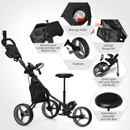 Golf Push Pull trolley with Storage Bag and Foot Brake