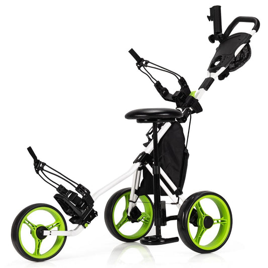 Golf Push Pull trolley with Storage Bag and Foot Brake