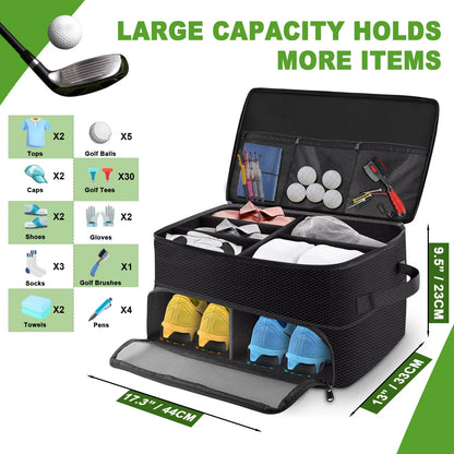 2 Layers Golf Trunk Organizer, Golf Accessories, Waterproof and Durable Golf Storage Bag, Golf Organizer for Car