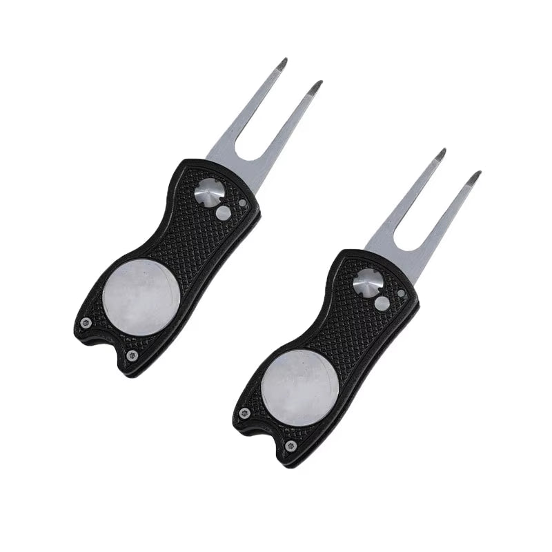 Foldable Golf Divot Repair Tool with Golf Ball Tool Pitch Groove Cleaner Golf Accessories Putting Green Fork Training Aids