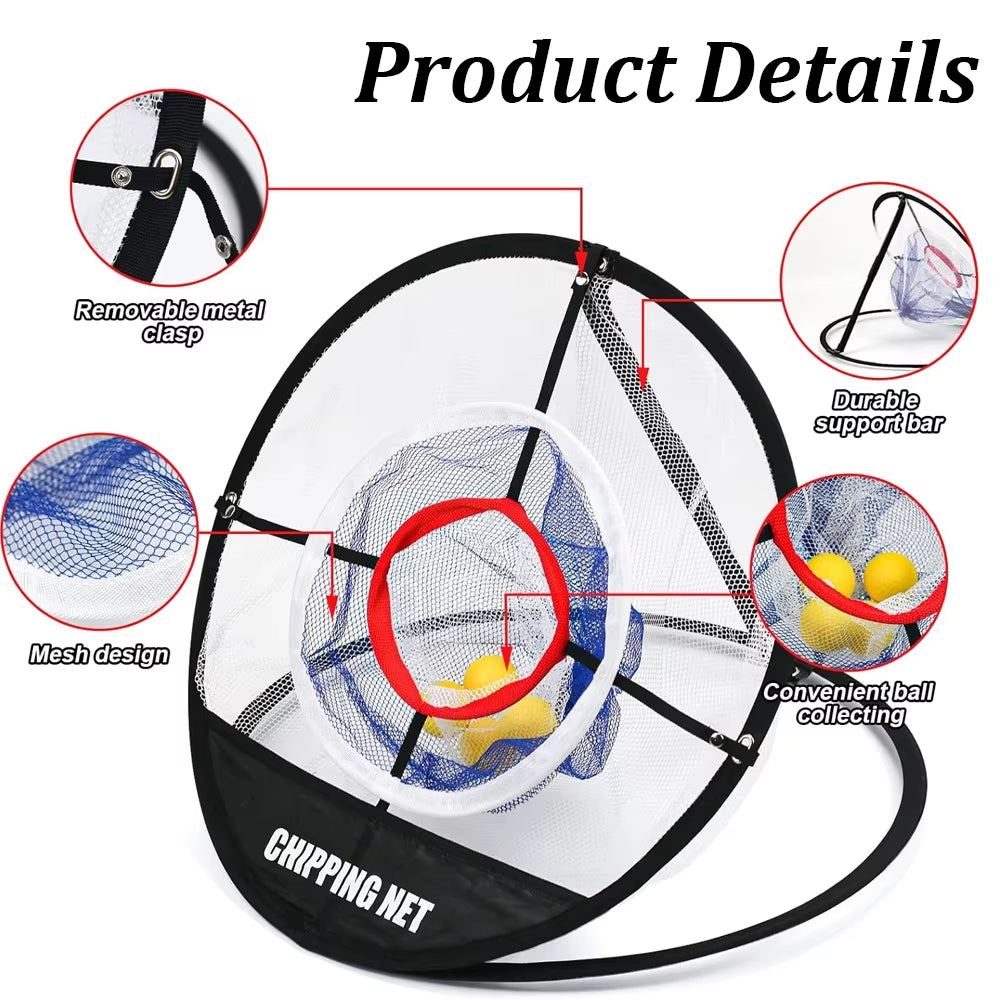 Pop up Golf Practice Chipping Net with Golf Hitting Mat Training Target Portable Folding Net for Accuracy and Swing Practice