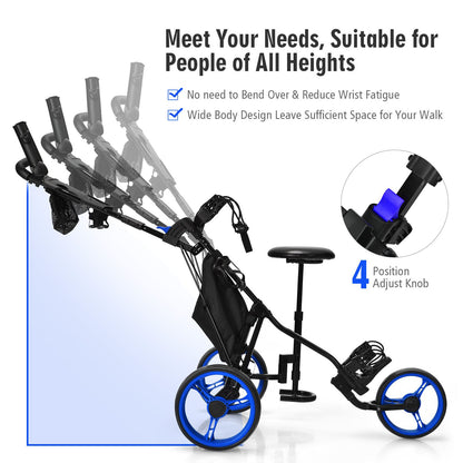 Golf Push Pull trolley with Storage Bag and Foot Brake
