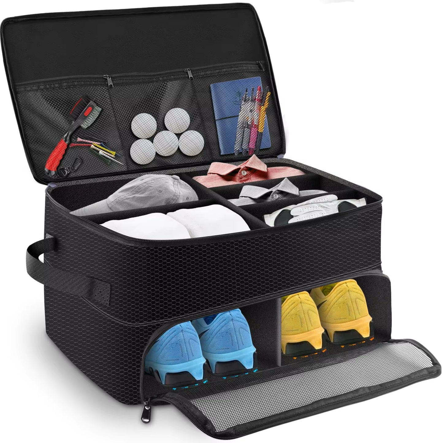2 Layers Golf Trunk Organizer, Golf Accessories, Waterproof and Durable Golf Storage Bag, Golf Organizer for Car