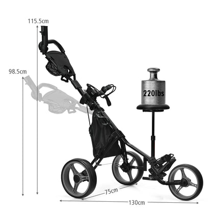 Golf Push Pull trolley with Storage Bag and Foot Brake