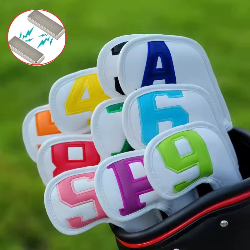 10Pcs Magnetic Golf Iron Wedge High-End Golf Iron Head Cover Iron Head Cover Cover 3-9 ASP 10Pcs 6 Colors Golf Accessories
