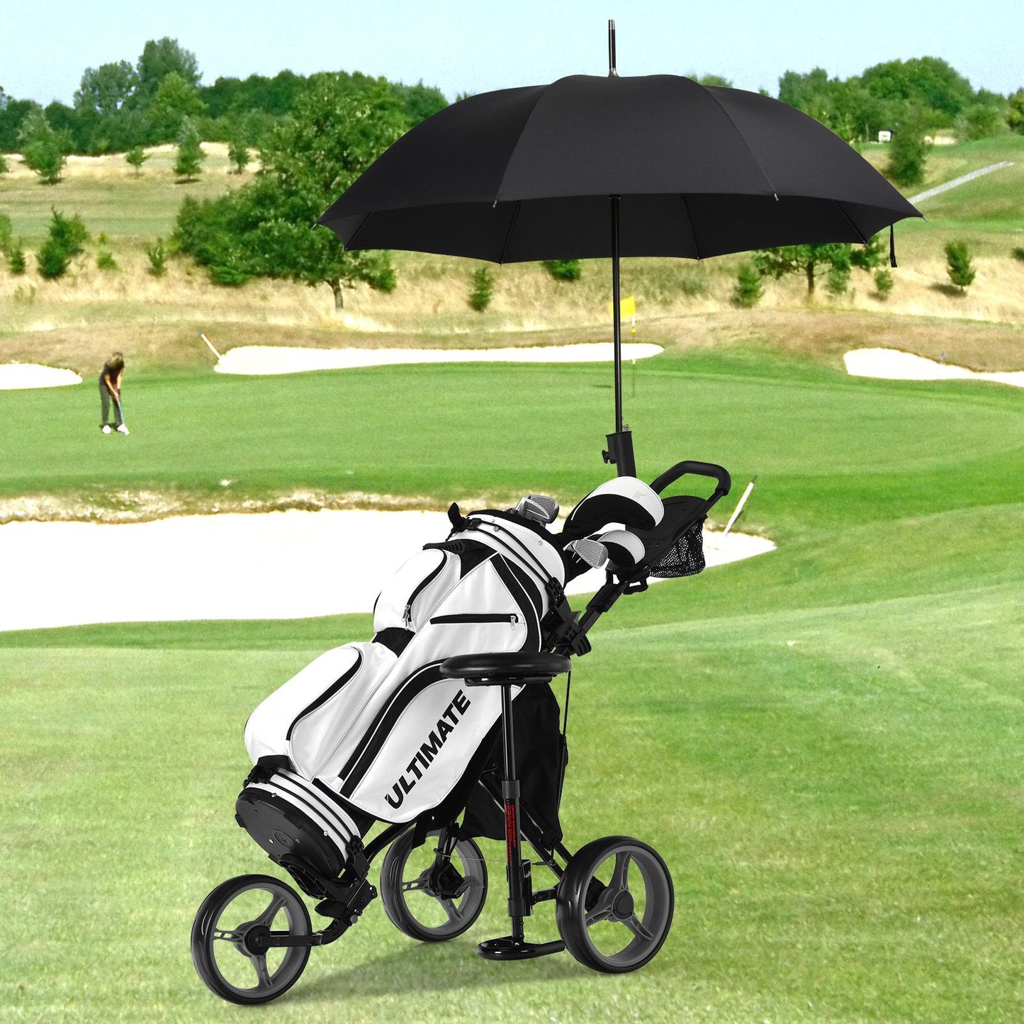 Golf Push Pull trolley with Storage Bag and Foot Brake