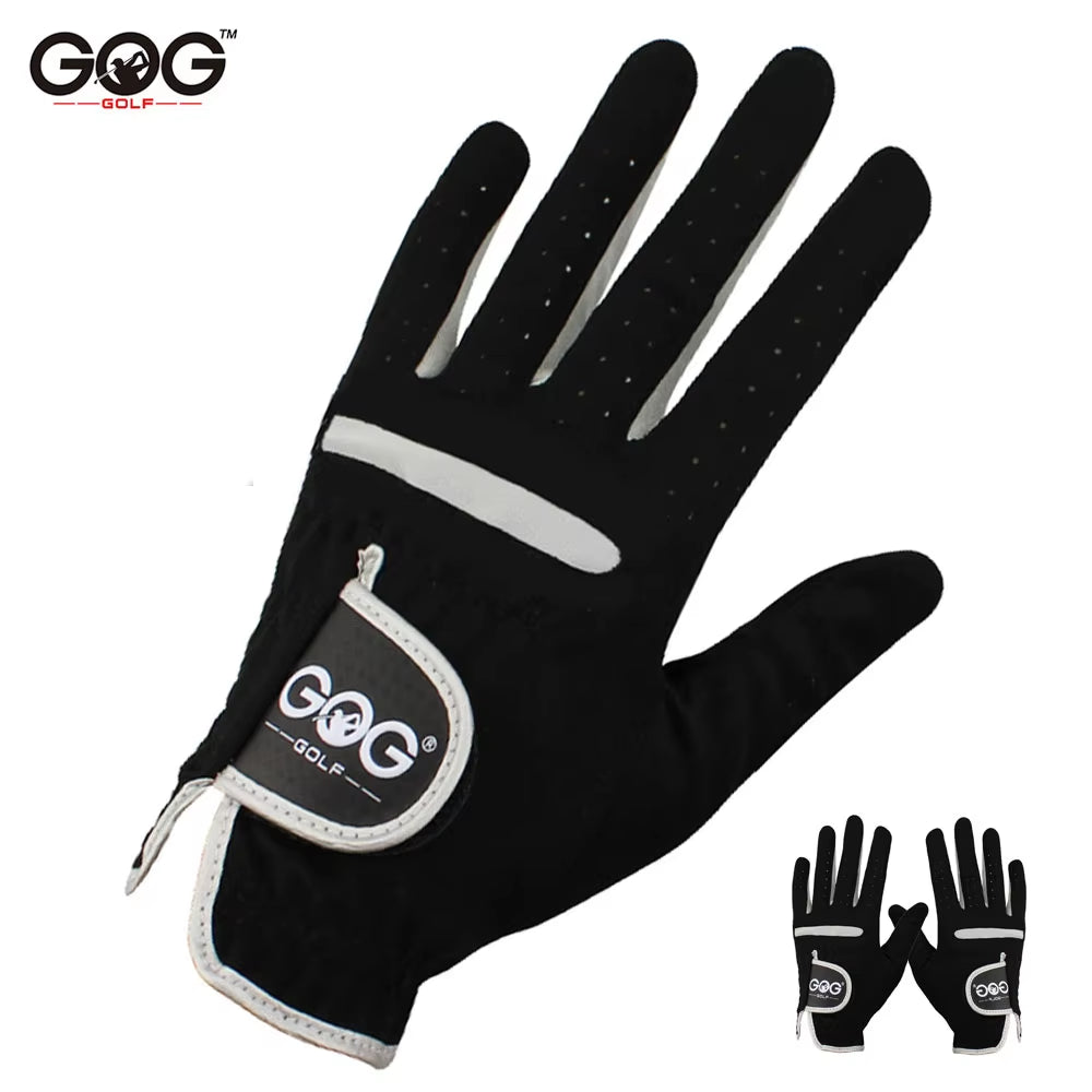 1 Pcs Men'S Golf Glove Left Hand Right Hand Micro Soft Fiber Breathable Golf Gloves Men Color Black Brand GOG