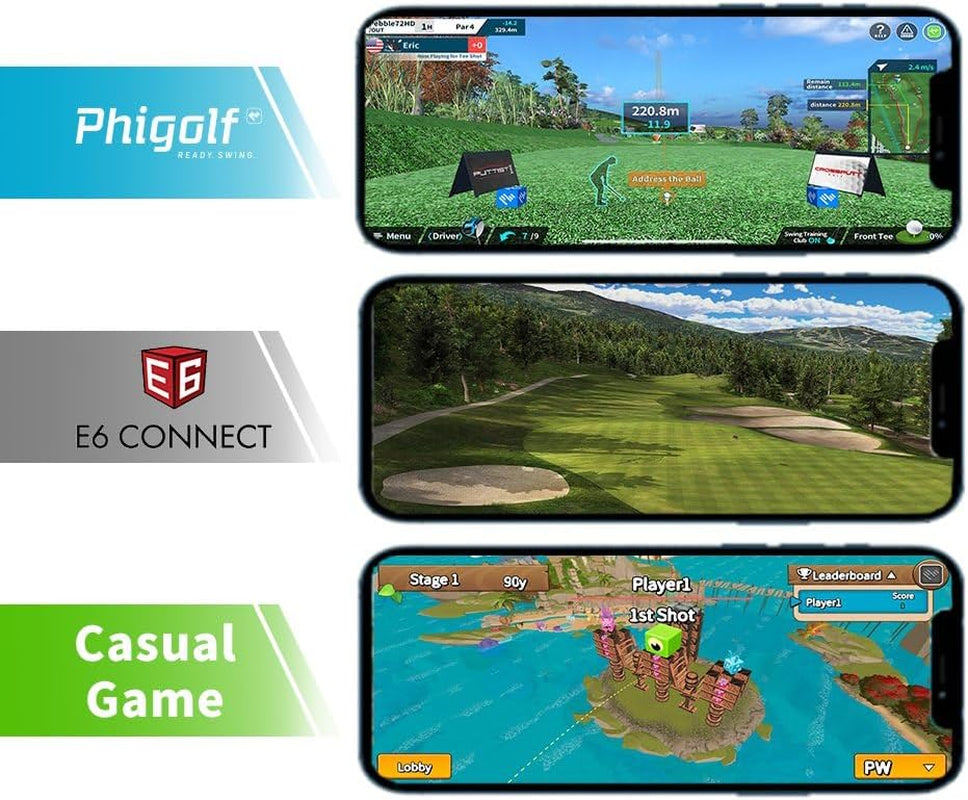 2 Home Golf Game Simulator: Enjoy Interactive Golf with Motion Sensor & Swing Stick for Indoor & Outdoor Fun – 38,000+ Courses Worldwide, Compatible with Android, Ios, App & E6 Connect