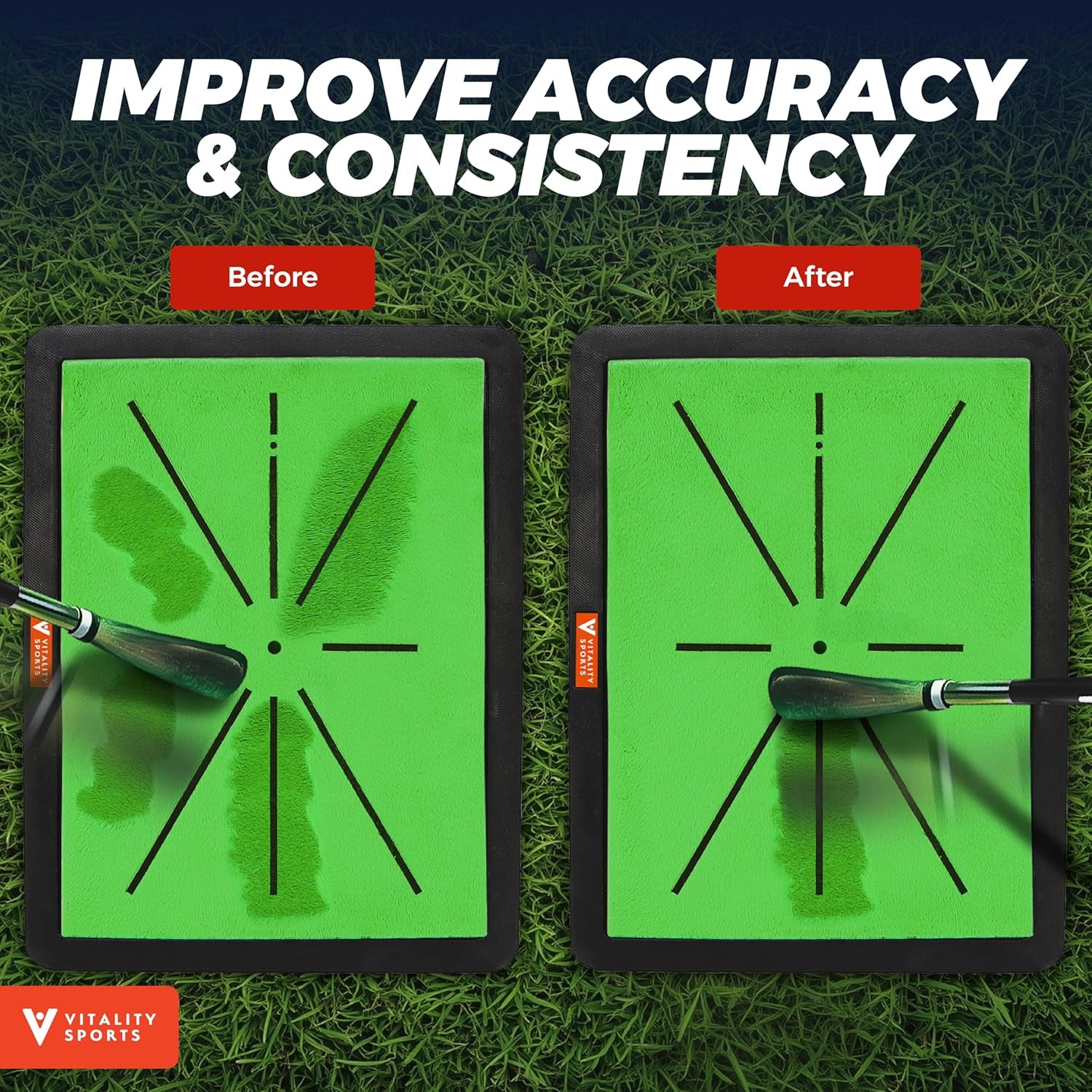 Premium Golf Hitting Mat - Golf Swing Path Trainer & Divot Board, Outdoor Indoor Practice Mat, Golf Swing Detection & Training Impact Mat for Golfers.