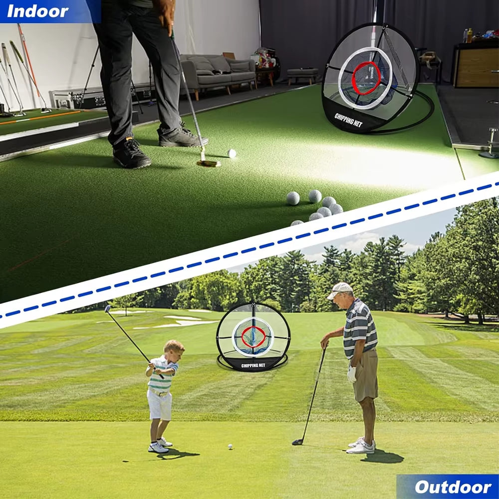 Pop up Golf Practice Chipping Net with Golf Hitting Mat Training Target Portable Folding Net for Accuracy and Swing Practice