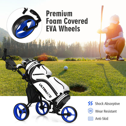 Golf Push Pull trolley with Storage Bag and Foot Brake