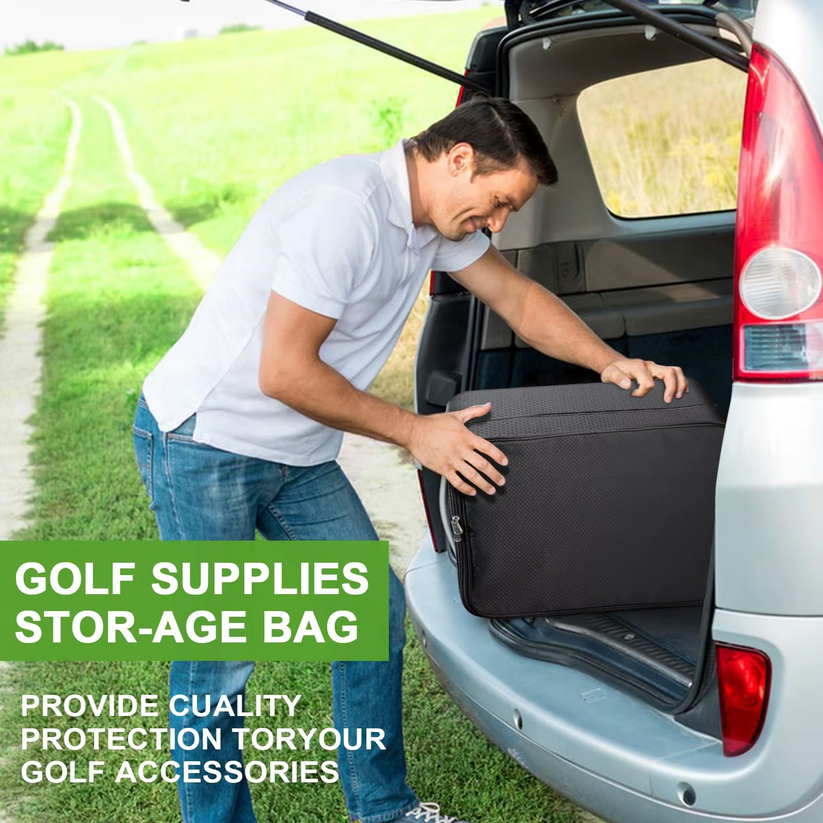 2 Layers Golf Trunk Organizer, Golf Accessories, Waterproof and Durable Golf Storage Bag, Golf Organizer for Car