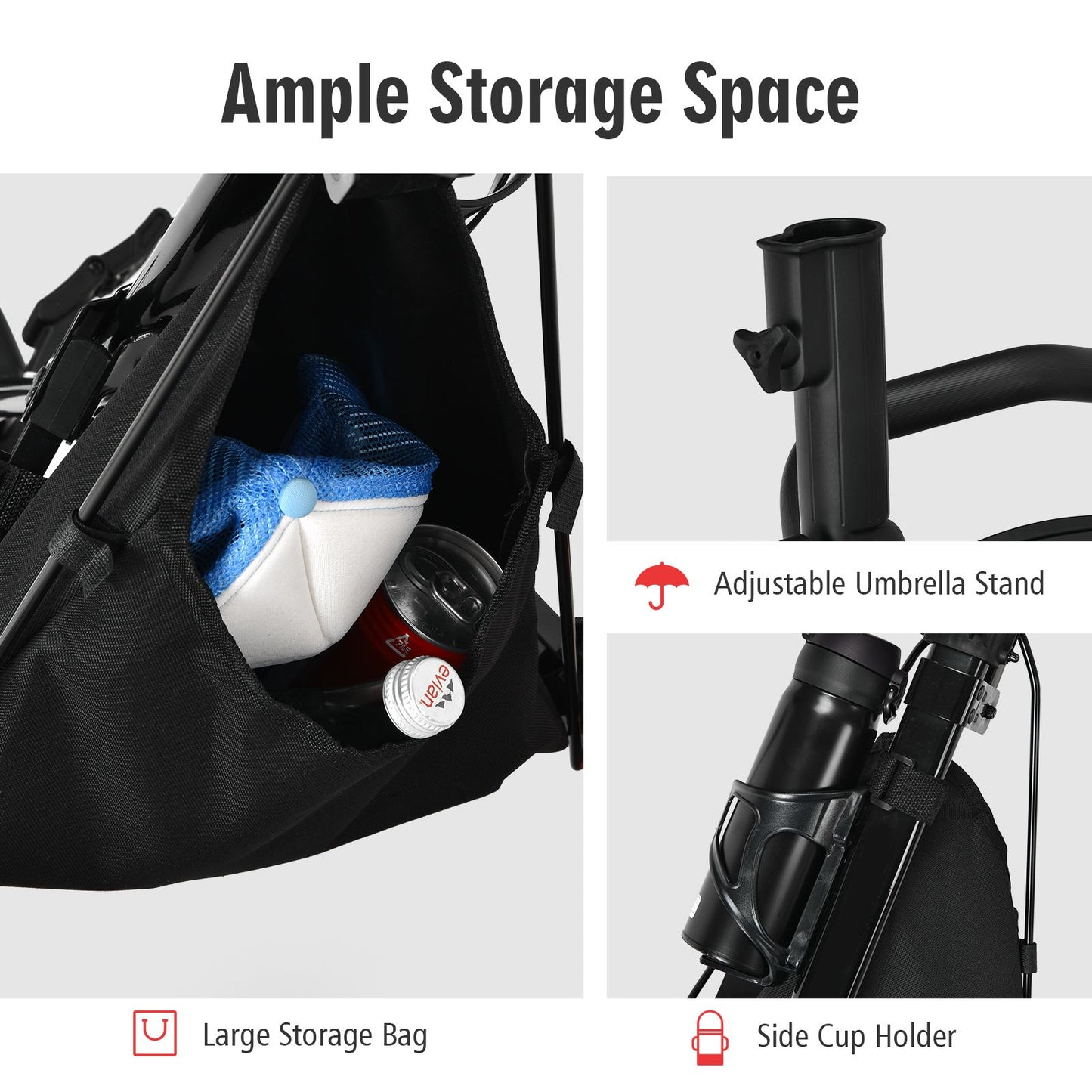 Golf Push Pull trolley with Storage Bag and Foot Brake