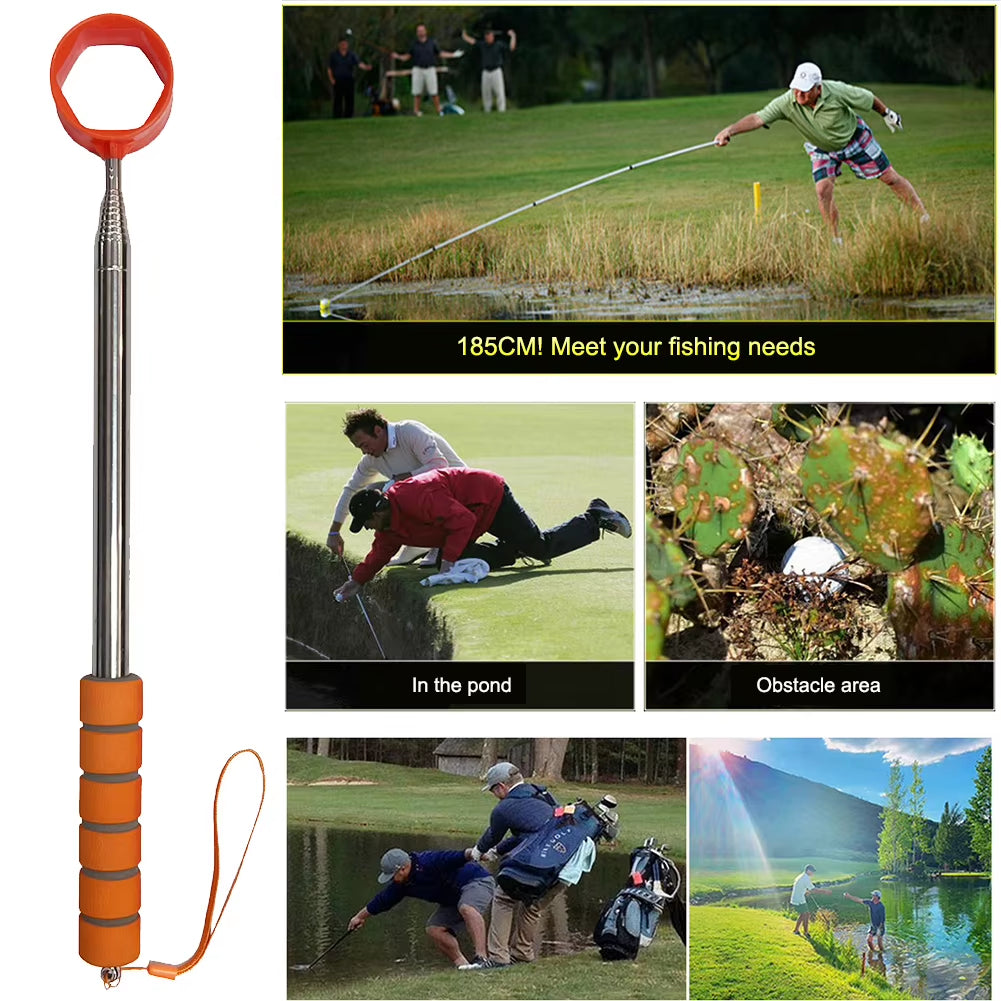 8.86 FT Stainless Ball Retriever Tool Telescopic Golf Ball Retriever Non-Slip Handle Claw Sucker Tool Golf Accessories for Gift