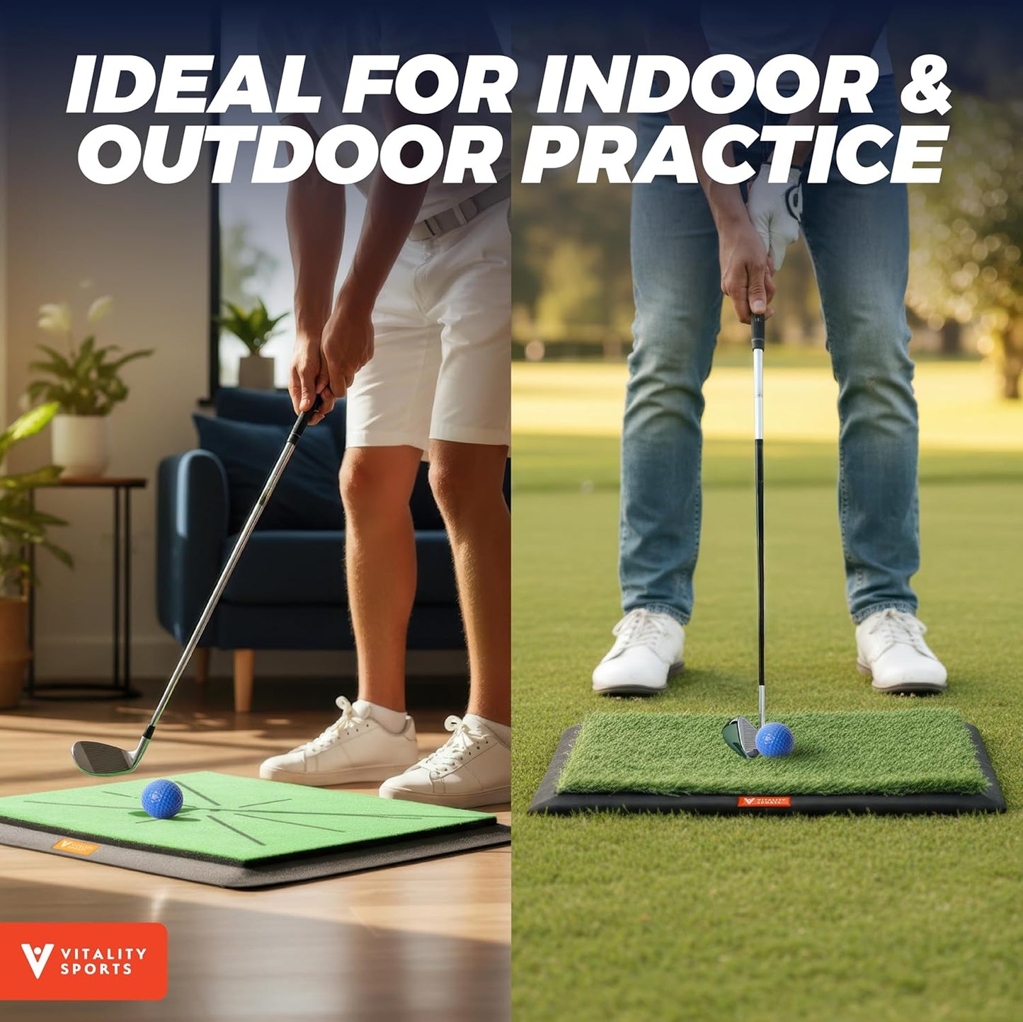 Premium Golf Hitting Mat - Golf Swing Path Trainer & Divot Board, Outdoor Indoor Practice Mat, Golf Swing Detection & Training Impact Mat for Golfers.