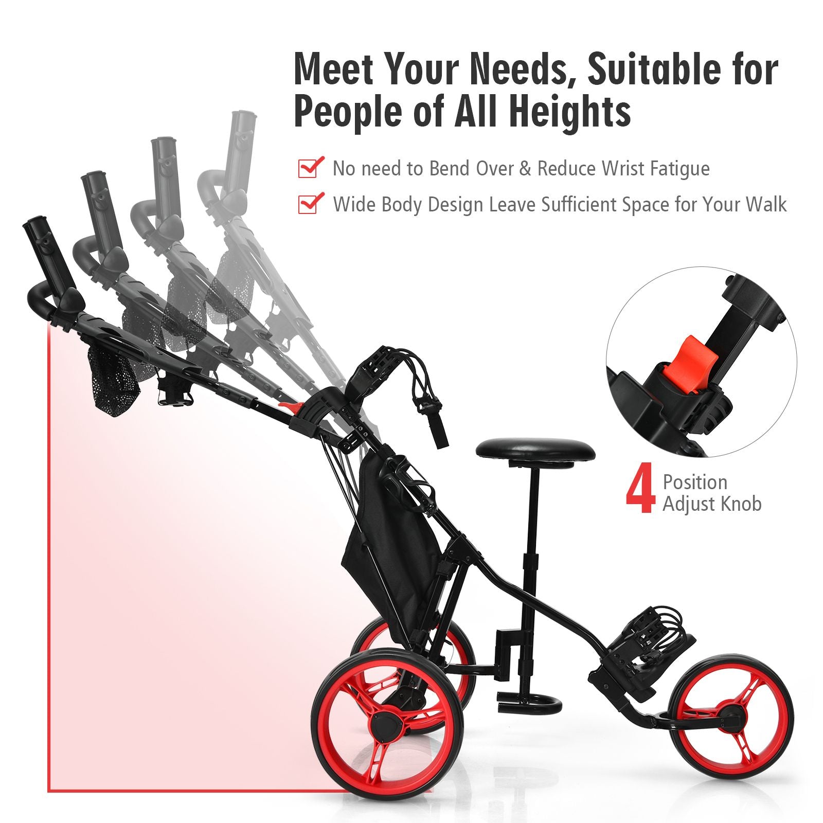 Golf Push Pull trolley with Storage Bag and Foot Brake