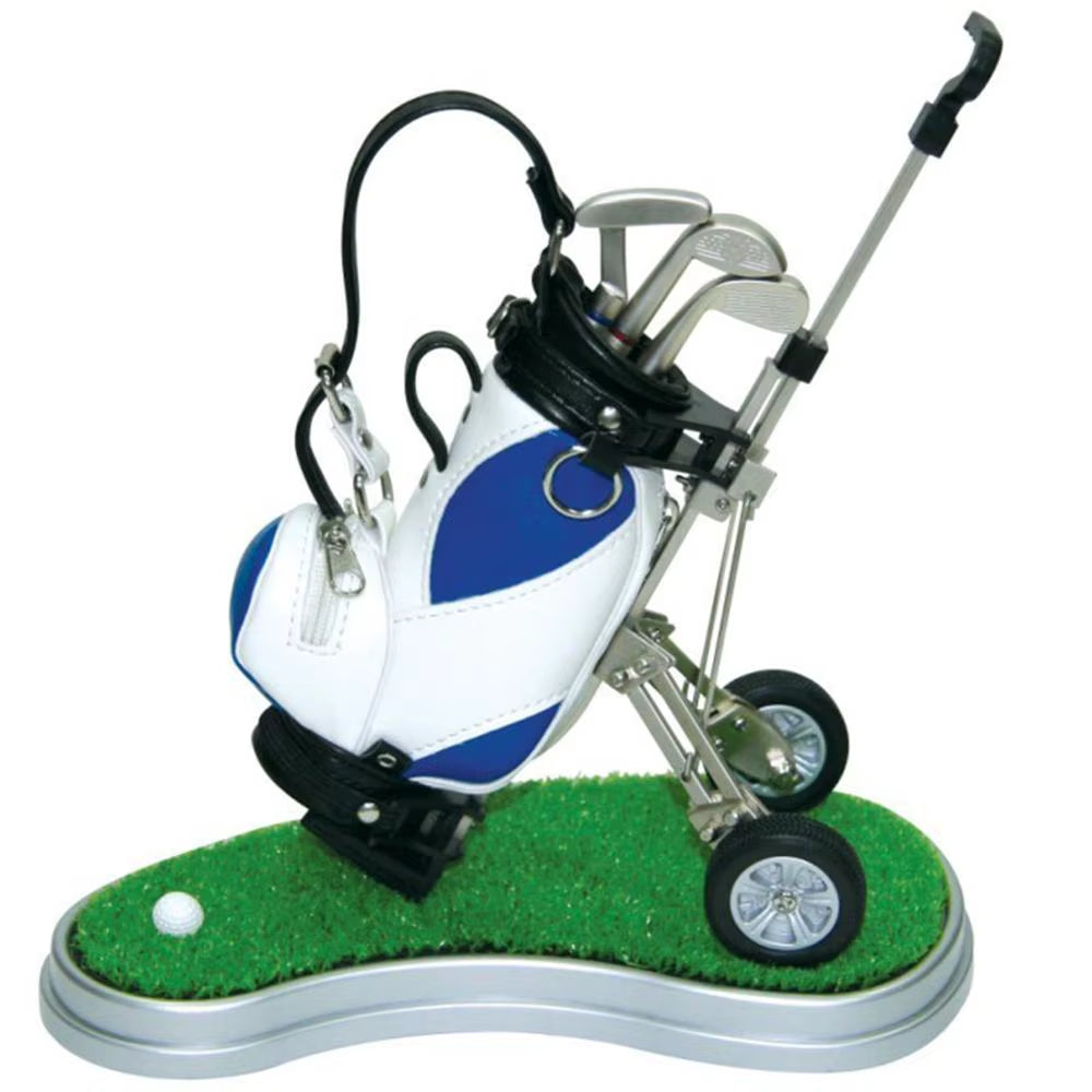 Golf Pens with Golf Bag Holder Novelty Gifts with 3 Pieces Aluminum Pen Golf Bag Pencil Holder Golf Souvenirs Gifts