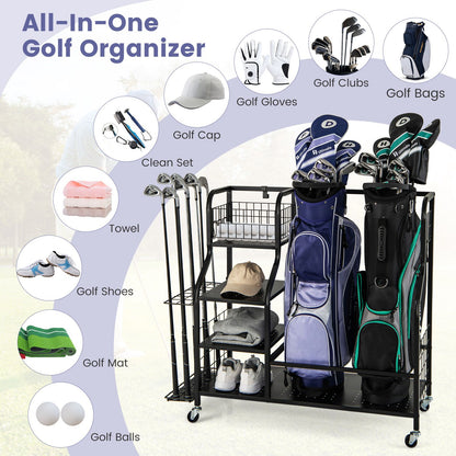 5-In-1 Golf Bag Storage Organizer with Storage Basket