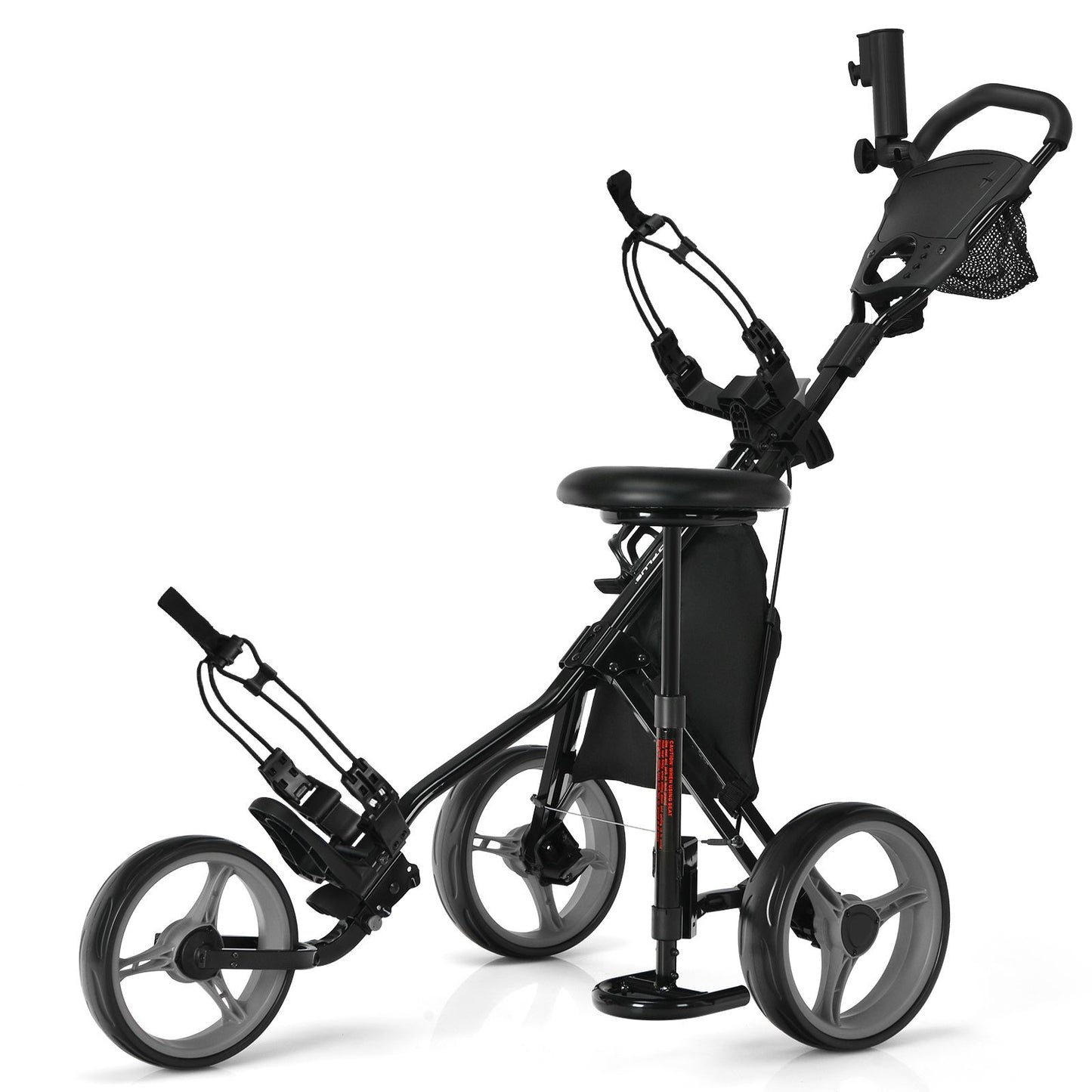 Golf Push Pull trolley with Storage Bag and Foot Brake