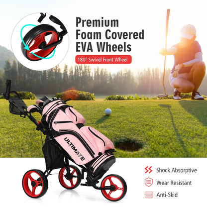 Golf Push Pull trolley with Storage Bag and Foot Brake