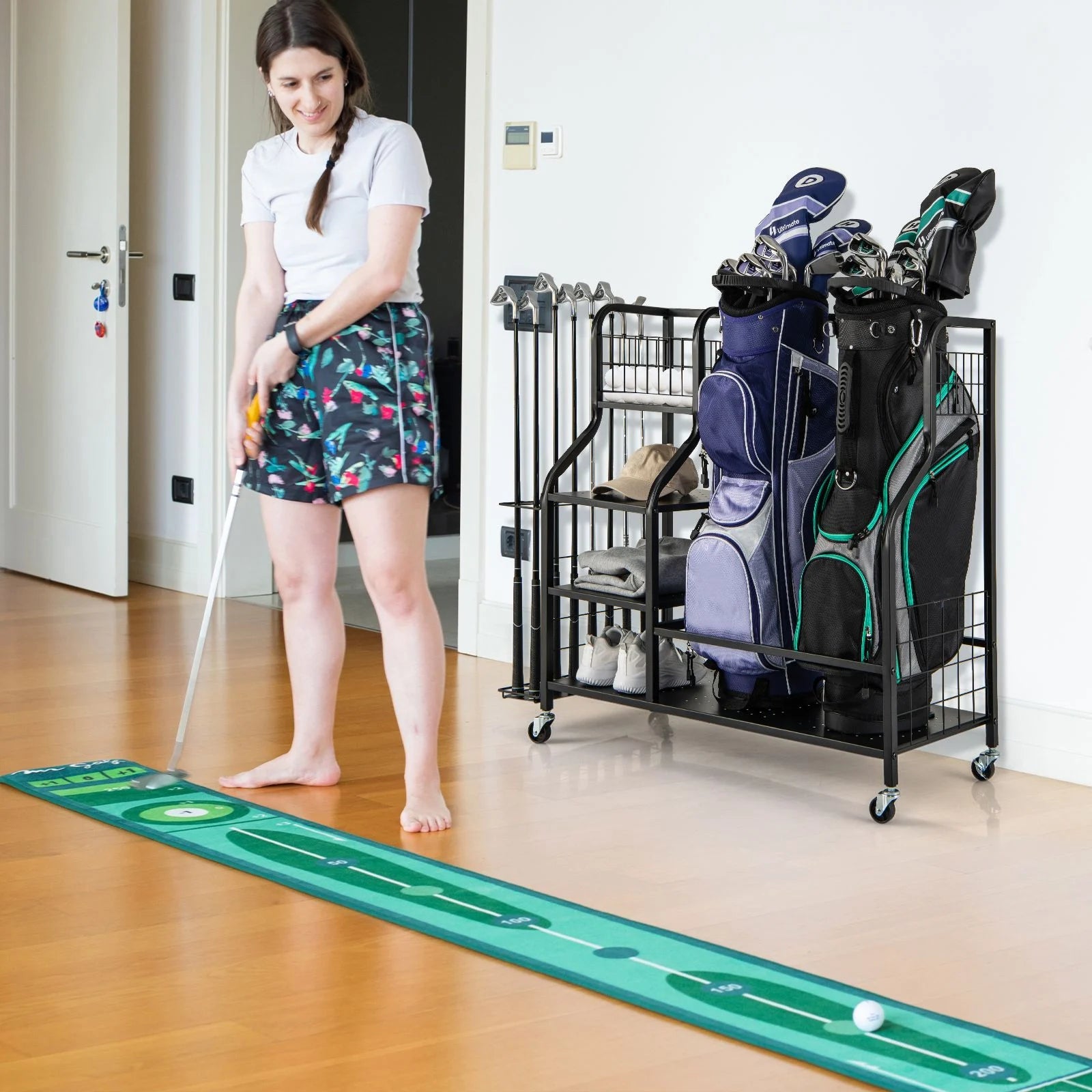 5-In-1 Golf Bag Storage Organizer with Storage Basket