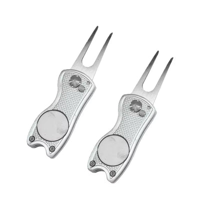 Foldable Golf Divot Repair Tool with Golf Ball Tool Pitch Groove Cleaner Golf Accessories Putting Green Fork Training Aids