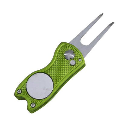 Foldable Golf Divot Repair Tool with Golf Ball Tool Pitch Groove Cleaner Golf Accessories Putting Green Fork Training Aids