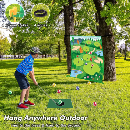 Golf Chipping Game Mat with Clubs Chip Golf Set Indoor Outdoor for Kids/Big kids Golf Mat Game