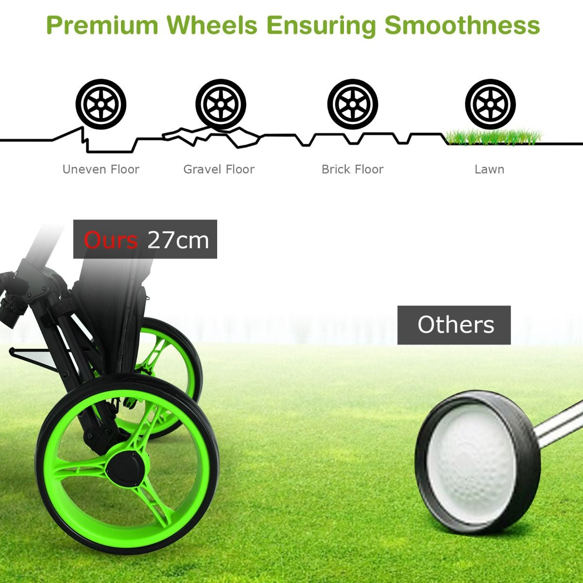 Golf Push Pull trolley with Storage Bag and Foot Brake