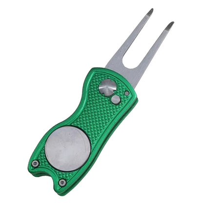 Foldable Golf Divot Repair Tool with Golf Ball Tool Pitch Groove Cleaner Golf Accessories Putting Green Fork Training Aids