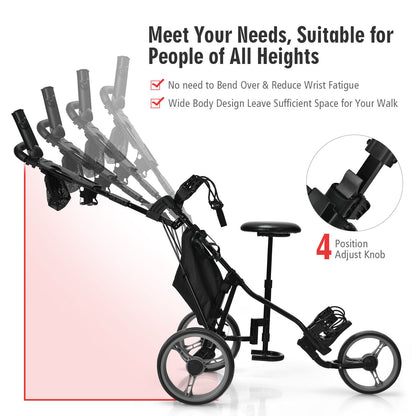 Golf Push Pull trolley with Storage Bag and Foot Brake