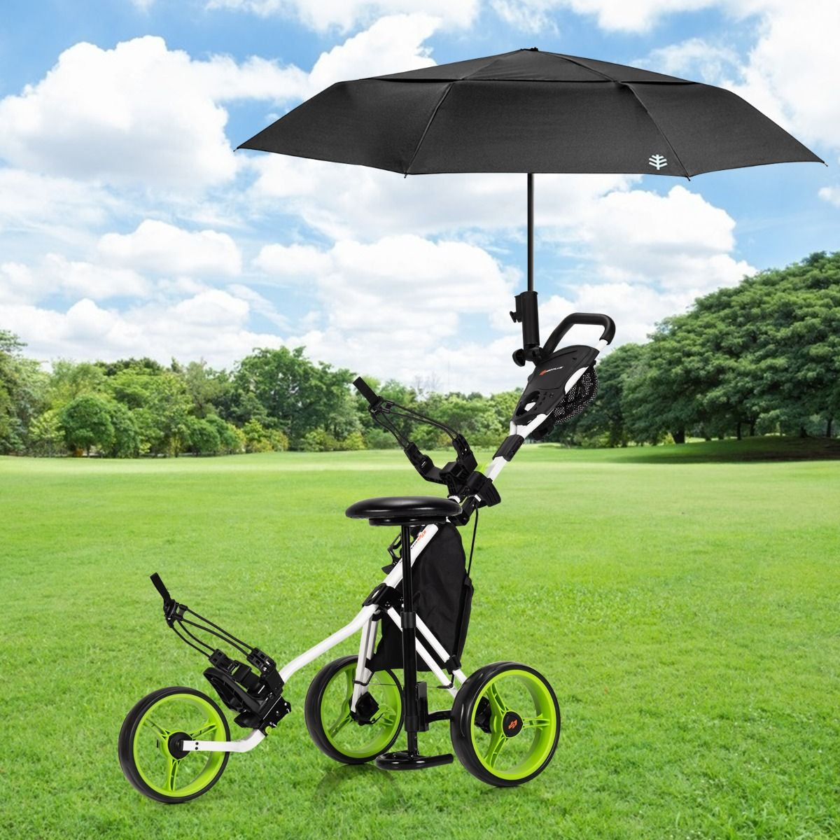 Golf Push Pull trolley with Storage Bag and Foot Brake