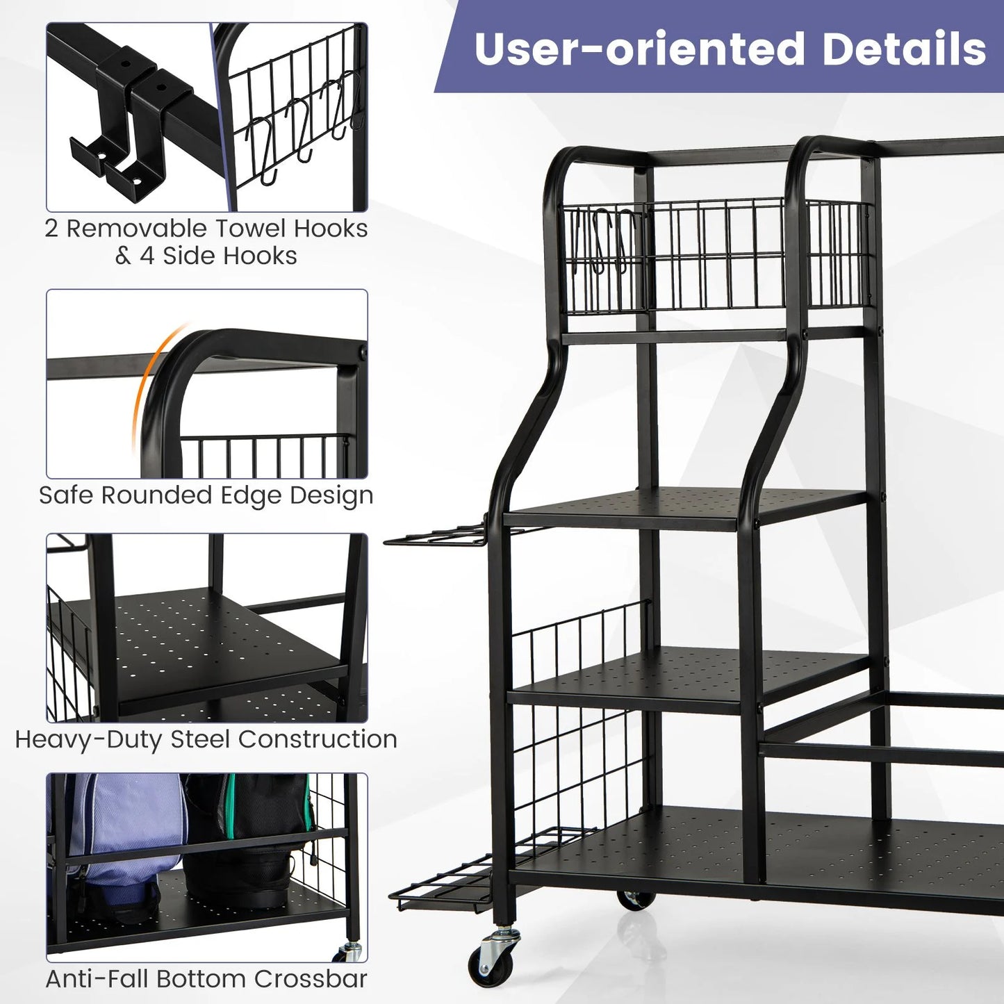 5-In-1 Golf Bag Storage Organizer with Storage Basket