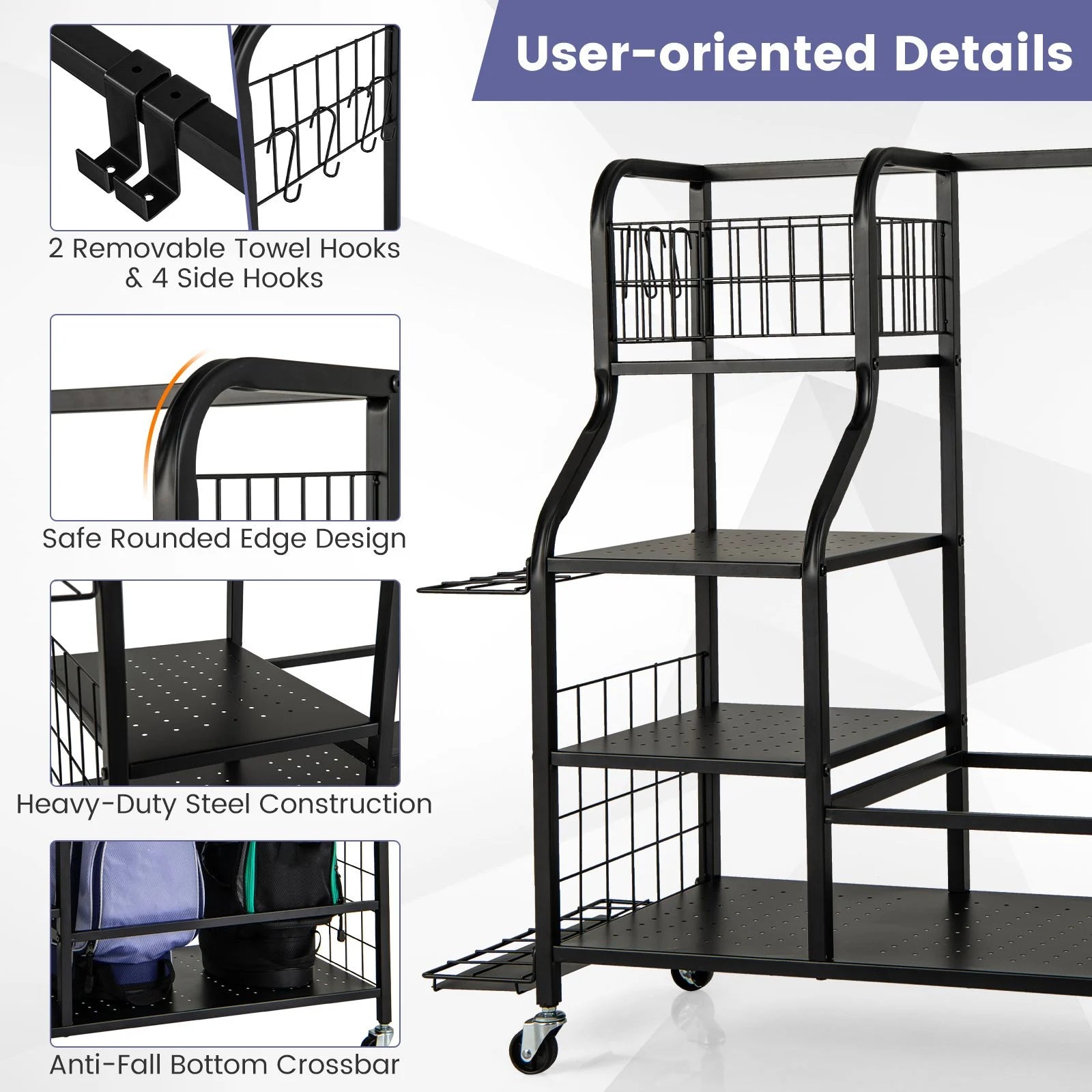 5-In-1 Golf Bag Storage Organizer with Storage Basket