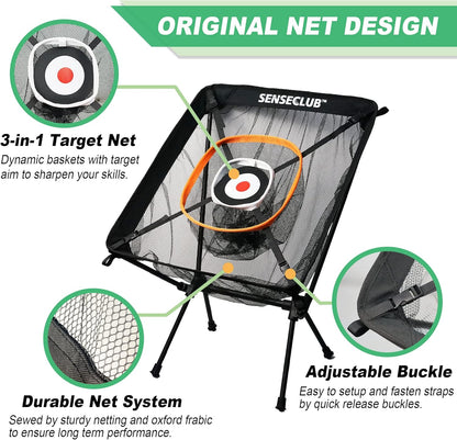 Golf Chipping Net & Driving Net, Backyard Golf Practice Net with Mat, Indoor Golf Training Target with Balls, Funny Golf Games Golf Gifts for Golfers