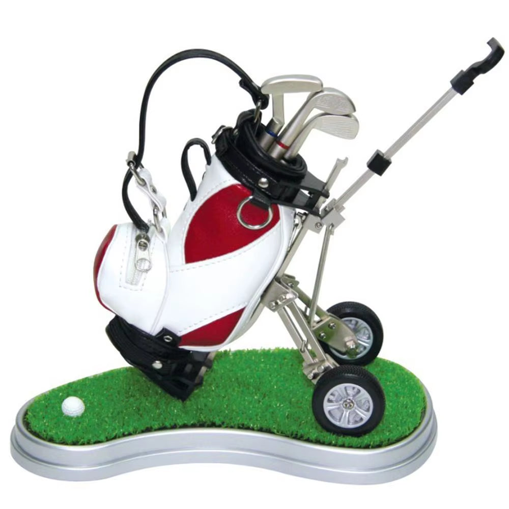 Golf Pens with Golf Bag Holder Novelty Gifts with 3 Pieces Aluminum Pen Golf Bag Pencil Holder Golf Souvenirs Gifts