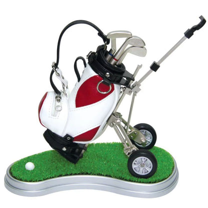 Golf Pens with Golf Bag Holder Novelty Gifts with 3 Pieces Aluminum Pen Golf Bag Pencil Holder Golf Souvenirs Gifts