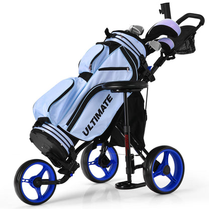 Golf Push Pull trolley with Storage Bag and Foot Brake