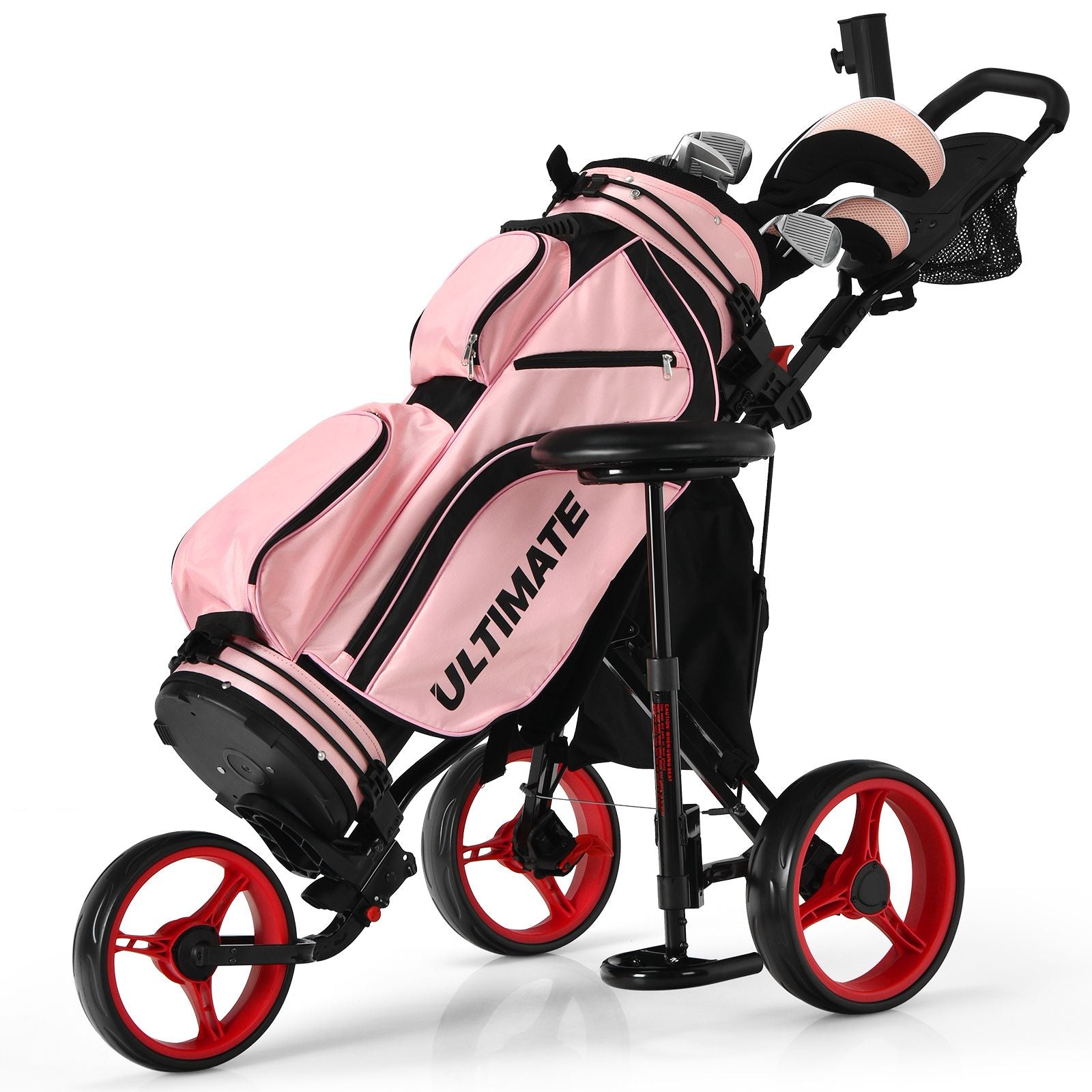 Golf Push Pull trolley with Storage Bag and Foot Brake
