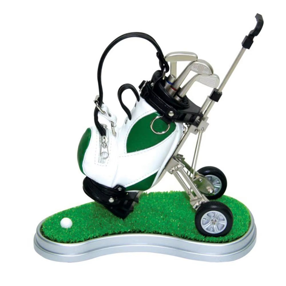 Golf Pens with Golf Bag Holder Novelty Gifts with 3 Pieces Aluminum Pen Golf Bag Pencil Holder Golf Souvenirs Gifts