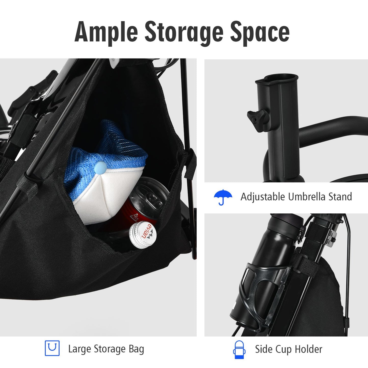 Golf Push Pull trolley with Storage Bag and Foot Brake