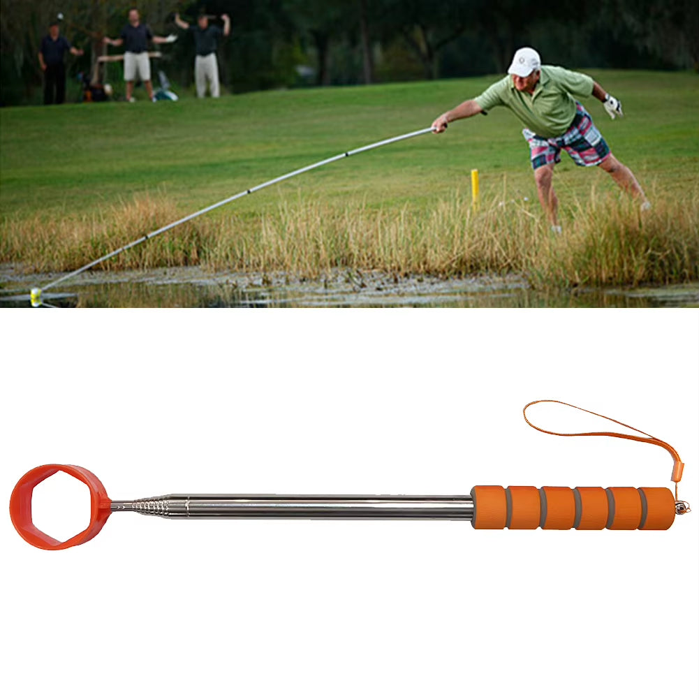 8.86 FT Stainless Ball Retriever Tool Telescopic Golf Ball Retriever Non-Slip Handle Claw Sucker Tool Golf Accessories for Gift