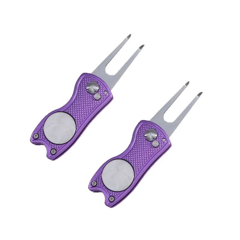 Foldable Golf Divot Repair Tool with Golf Ball Tool Pitch Groove Cleaner Golf Accessories Putting Green Fork Training Aids
