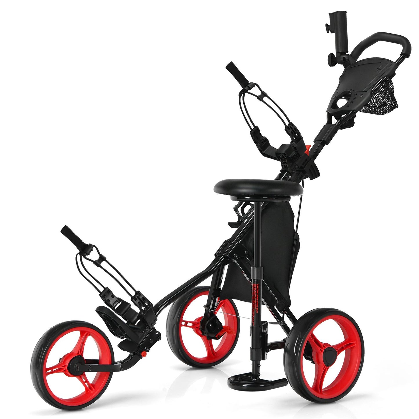 Golf Push Pull trolley with Storage Bag and Foot Brake