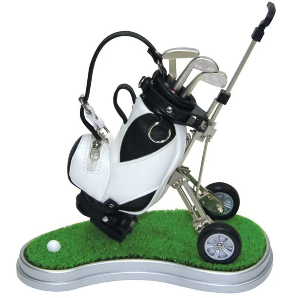 Golf Pens with Golf Bag Holder Novelty Gifts with 3 Pieces Aluminum Pen Golf Bag Pencil Holder Golf Souvenirs Gifts